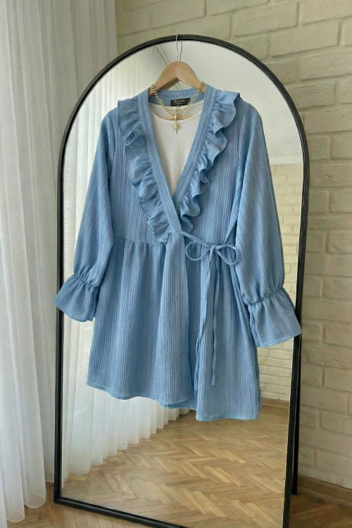 Fırfır Kimono Tunik- Bebe Mavi