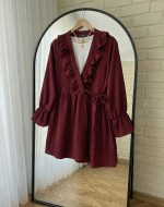 Fırfır Kimono Tunik- Bordo