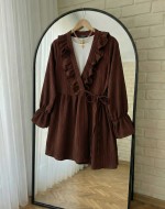 Fırfır Kimono Tunik- Kahve