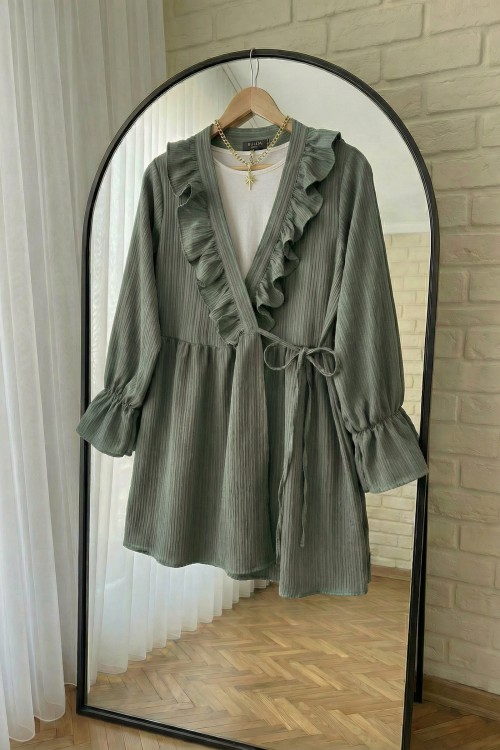 Fırfır Kimono Tunik- Mint