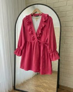Fırfır Kimono Tunik- Pembe