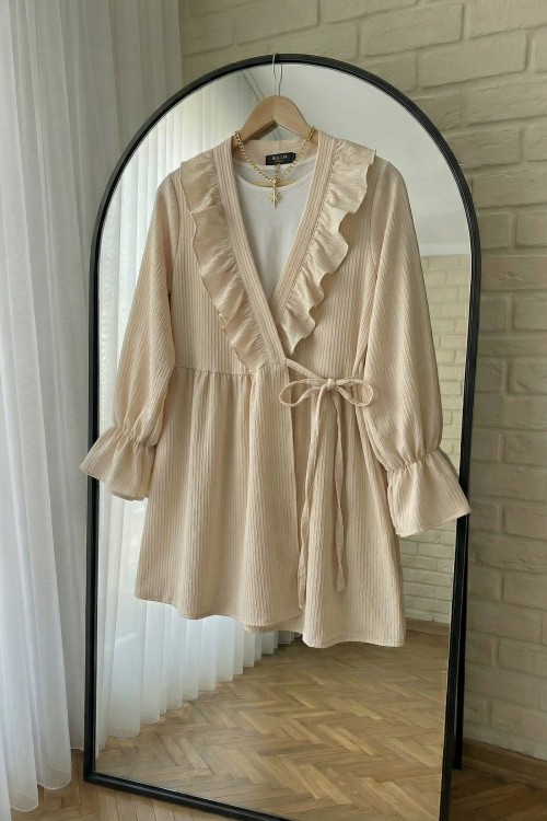 Fırfır Kimono Tunik- Krem