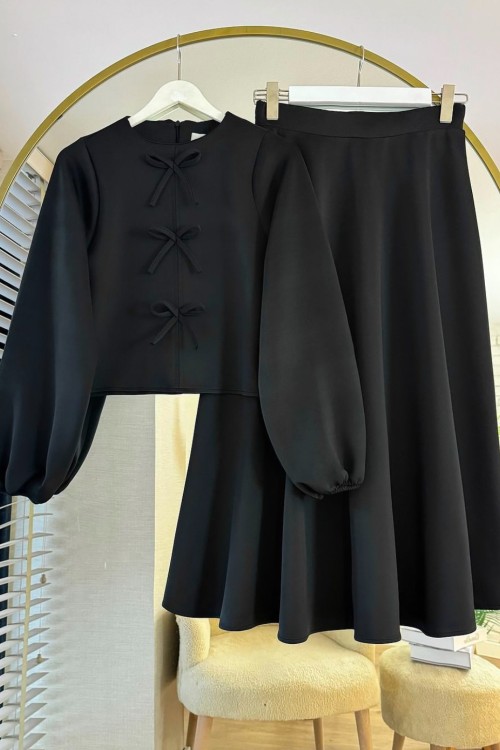 Fiyonklu F1 Etekli Takım -Siyah