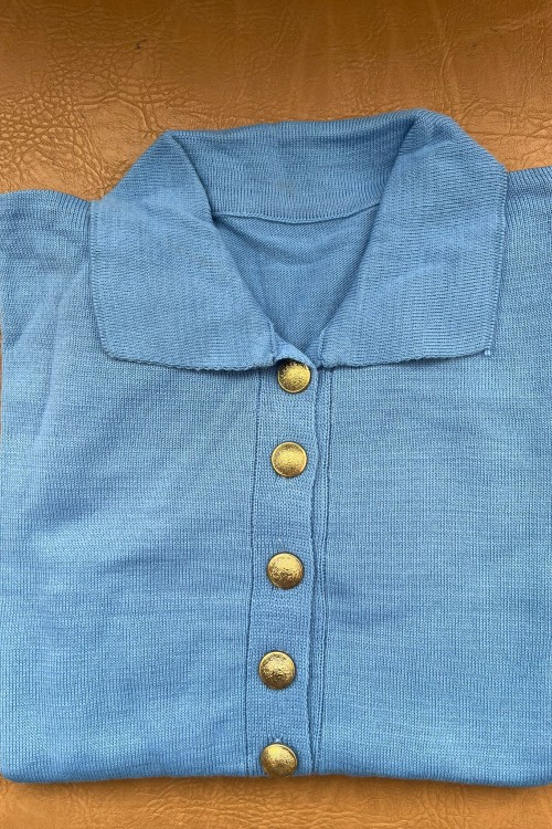 Gold Düğmeli Polo Yaka Hasgül - Bebe Mavisi