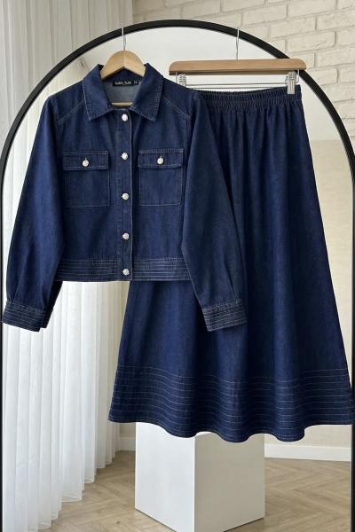 Gül Kot Takım- Koyu Mavi