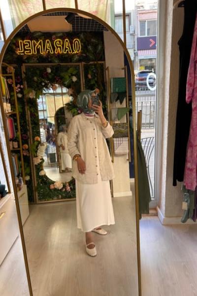 İçlik Elbise Beyaz