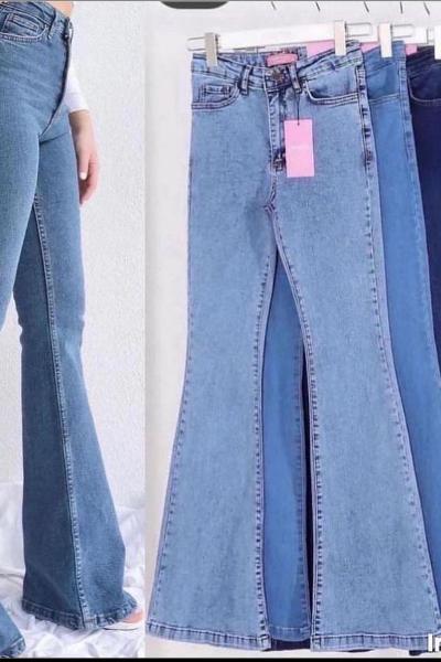 İspanyol Kot Pantolon Açık Mavi