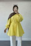 Kalp Kemerli Poplin Gömlek- Sarı