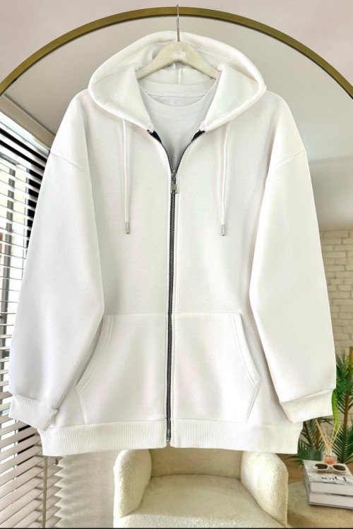 Lil Fermuarlı Hırka- Ekru