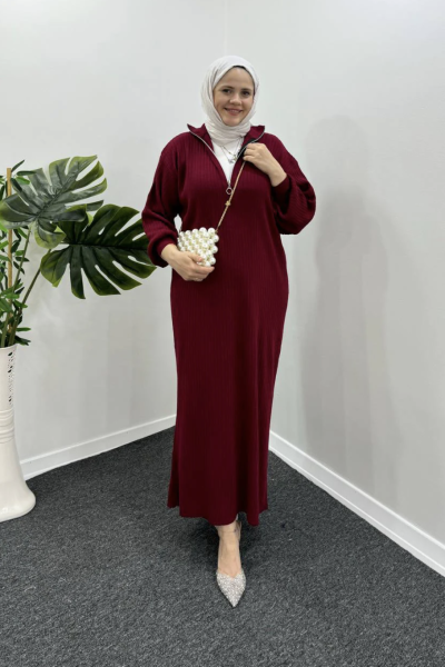 Lina Fitilli Triko Elbise- Bordo