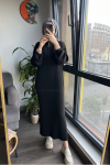 Lina Fitilli Triko Elbise- Siyah
