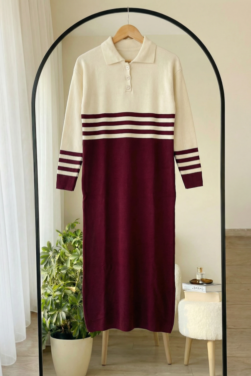 Mari Triko Elbise- Bordo