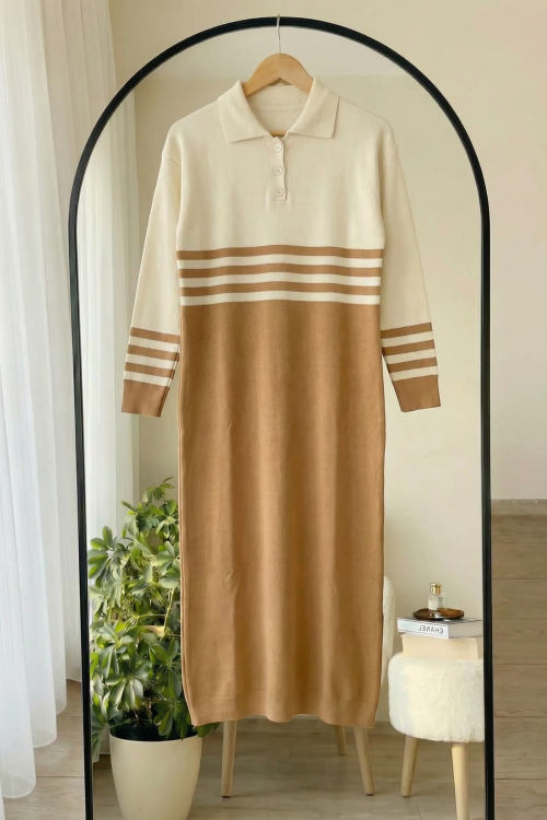 Mari Triko Elbise- Sütlü Kahve