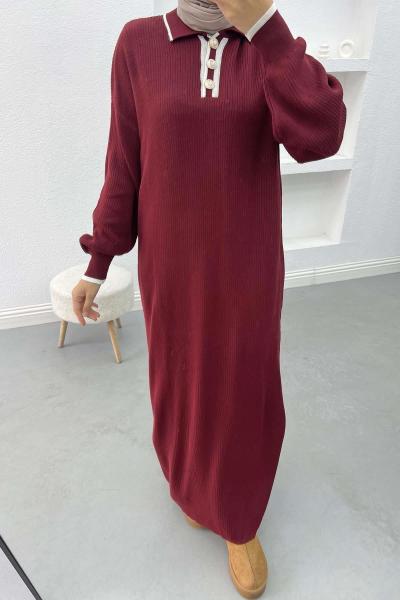 Maya Triko Elbise- Bordo