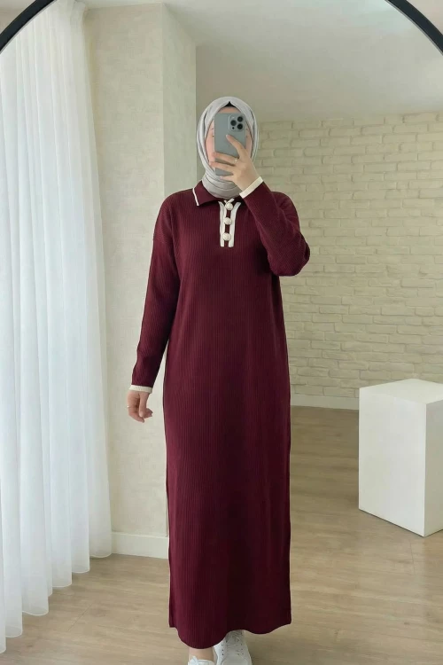 Maya Triko Elbise- Bordo