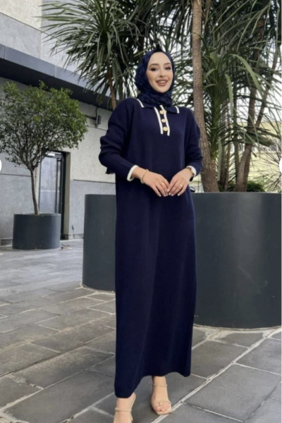 Maya Triko Elbise- Lacivert