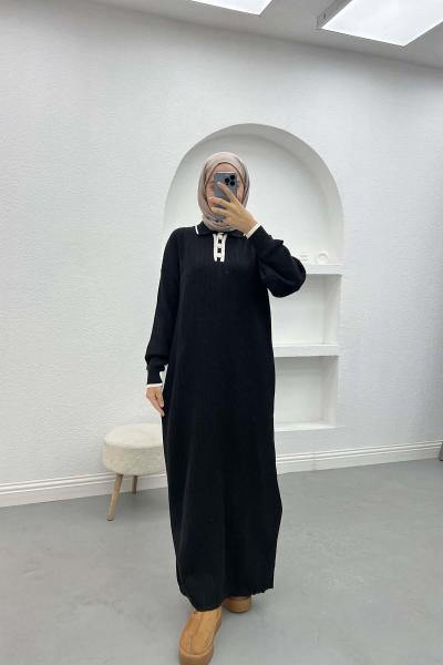 Maya Triko Elbise- Siyah