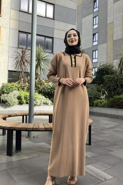 Maya Triko Elbise- Sütlü Kahve