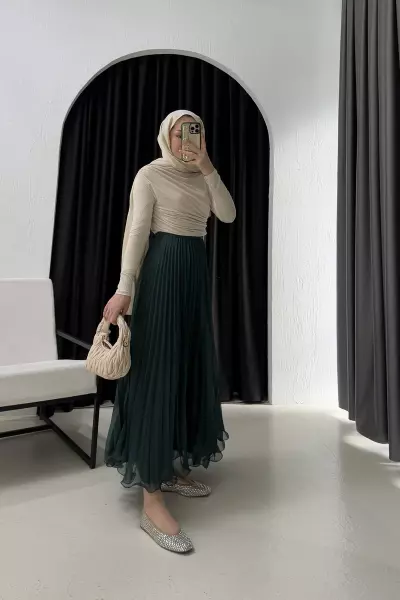 Nehir Tül Etek-Zümrüt