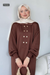 Okta Triko Elbise- Acı Kahve