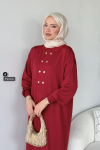 Okta Triko Elbise- Bordo