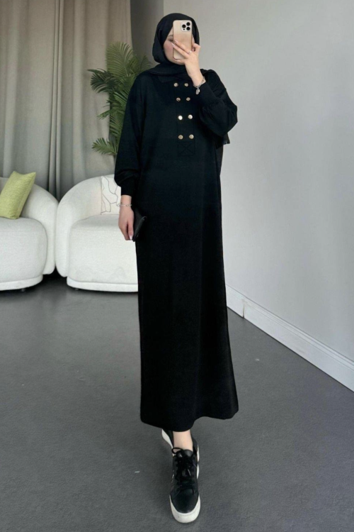 Okta Triko Elbise- Siyah