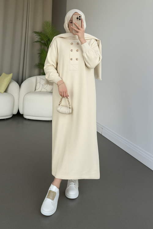 Okta Triko Elbise- Taş