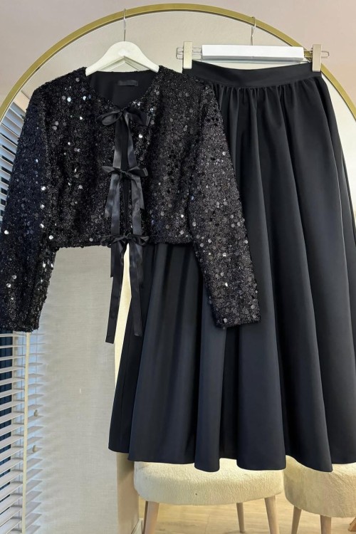 Pul Payet Etekli Takım - Siyah