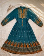 Riva Viskon Elbise- Petrol Mavi