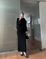 Rüya  Fitilli Triko Elbise- Gri