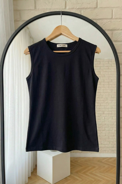 Sıfır Kol Bisiklet Yaka İçlik- Siyah