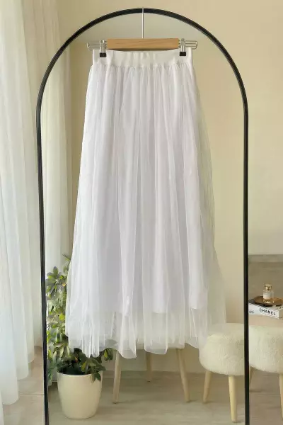 Su Tül Etek- Beyaz