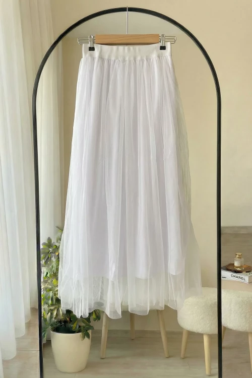 Su Tül Etek- Beyaz