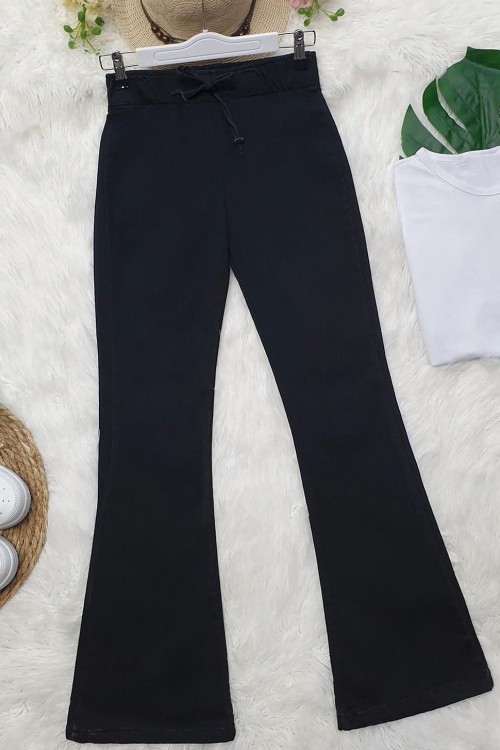 W1 İspanyol Kot Pantolon Siyah