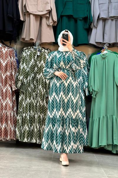 Yaprak Elbise- Mint Yeşili