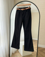 Yüksek Bel İspanyol Paca Jean- Siyah